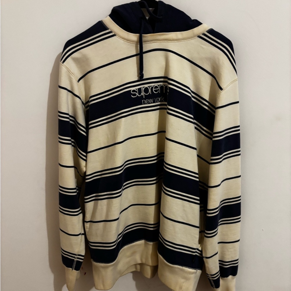 Supreme Men's Striped Sweater - Navy and Cream